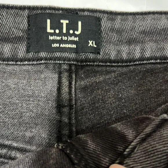 Anthropologie LTJ Letter to Juliet Acid Black cut off jean shorts NWT size xl - Picture 7 of 11